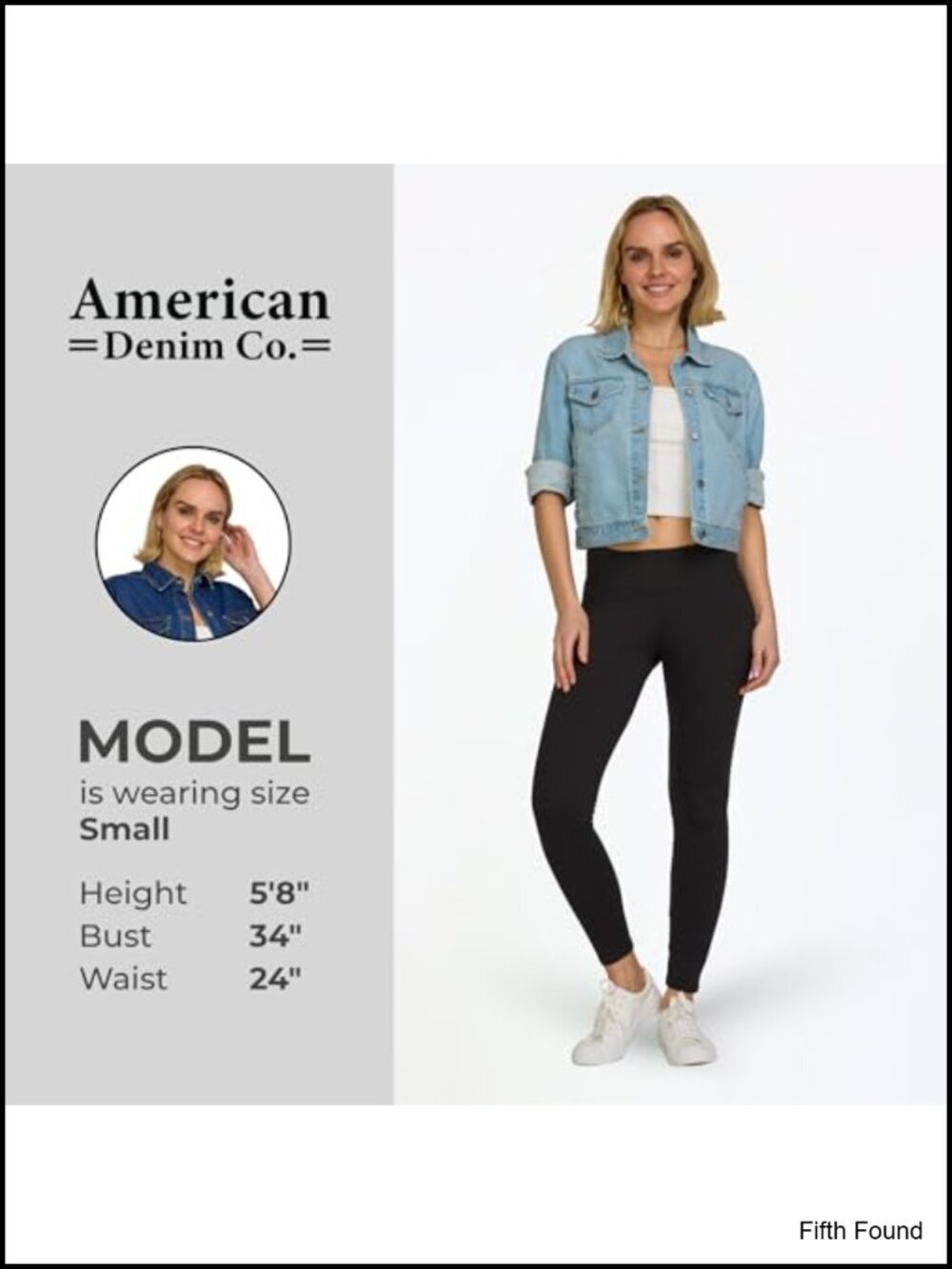 3/4 Sleeve Cropped Denim Jacket with Pockets Button Front - Picture 4 of 6
